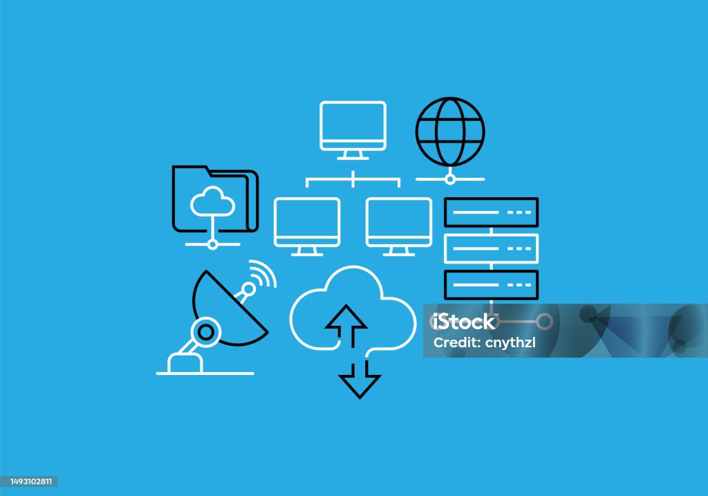 Network Technology Related Line Banner Design Computer Database Server ...