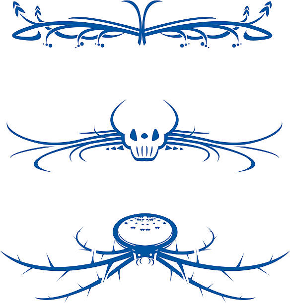 장식 장식품 [ 벡터 ] - scroll shape frame skull decoration stock illustrations