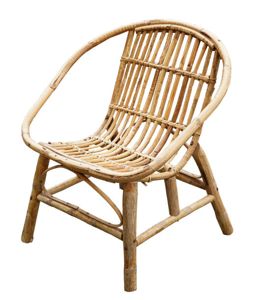 weave chair handmade or old rattan chair isolated - antique furniture old old fashioned imagens e fotografias de stock
