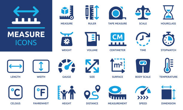 stockillustraties, clipart, cartoons en iconen met measure icon set. solid icon collection. vector illustration. - meten