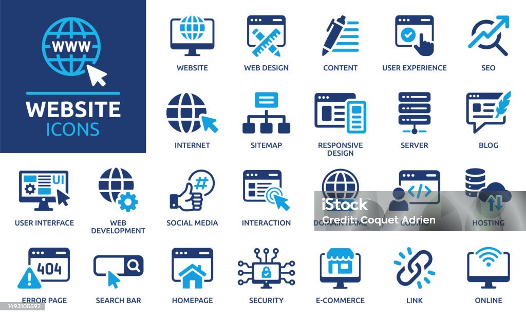Website icon set. Solid icon collection. Vector illustration. - Royalty-free Pictogram vectorkunst Website icon set. Solid icon collection. Vector illustration. - Royalty-free Pictogram vectorkunst