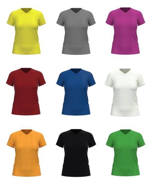 istock Women's T-shirt template, from four sides, isolated 1493107131