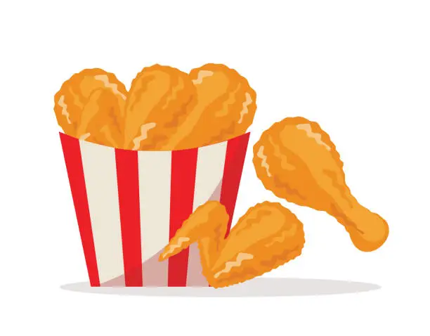 Vector illustration of fried chicken fast food vector illustration