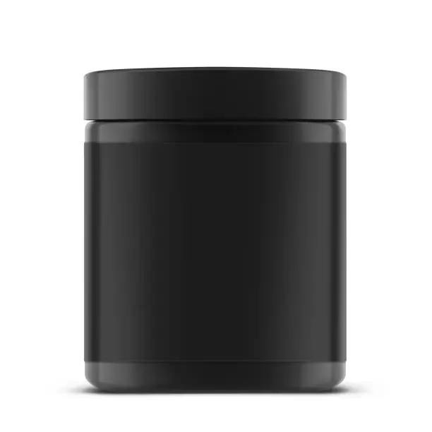 Vector illustration of Round black container mockup. Vector illustration isolated on white background.