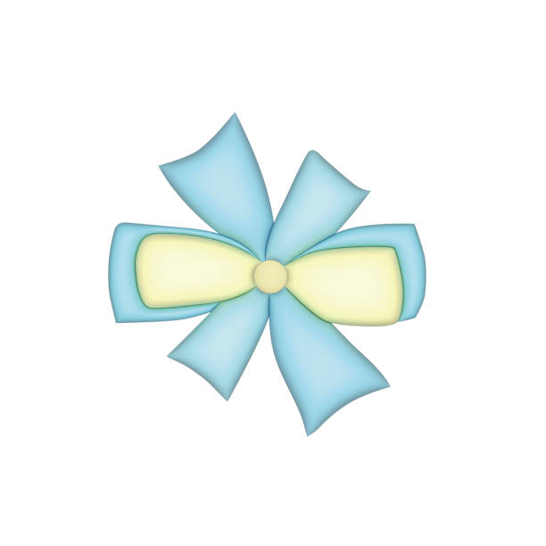 ilustraciones, imágenes clip art, dibujos animados e iconos de stock de bonita cinta 3d. lazos hinchados azules y amarillos. - ribbon powder blue isolated on white isolated