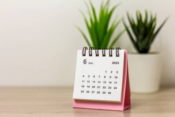 istock June 2023 on the calendar.Desktop calendar for planning on the table. 1493109706