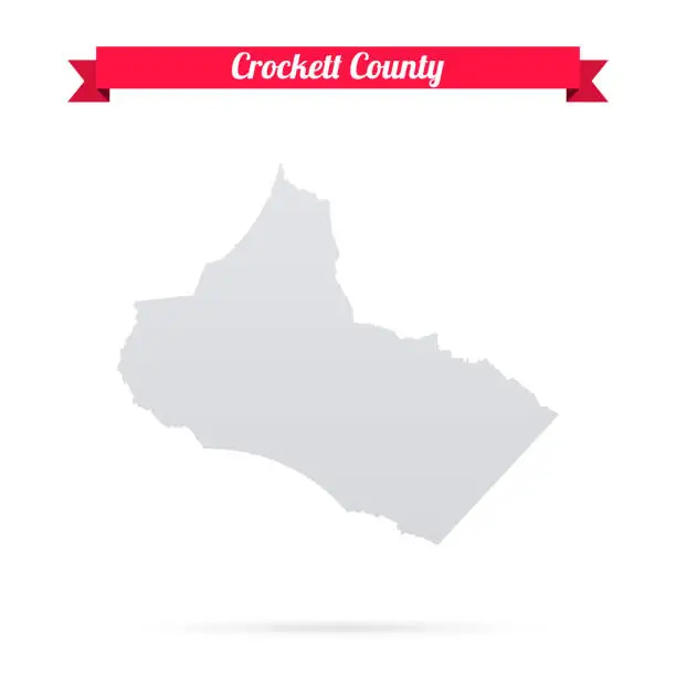 Vector illustration of Crockett County, Tennessee. Map on white background with red banner