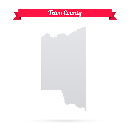 Map of Teton County - Idaho, isolated on a blank background and with his name on a red ribbon. Vector Illustration (EPS file, well layered and grouped). Easy to edit, manipulate, resize or colorize. Vector and Jpeg file of different sizes.