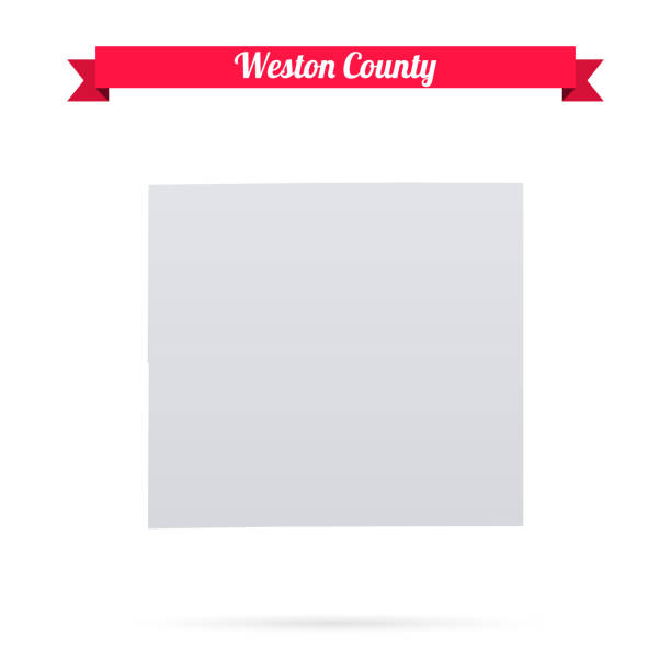 웨스턴 카운티, 와이오밍. ��빨간색 배너가 있는 흰색 배경에 지도 - wyoming flag computer icon symbol stock illustrations