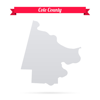 Map of Cole County - Missouri, isolated on a blank background and with his name on a red ribbon. Vector Illustration (EPS file, well layered and grouped). Easy to edit, manipulate, resize or colorize. Vector and Jpeg file of different sizes.