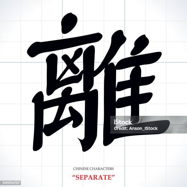 Vector Chinese Characters Calligraphy Translation Meaning Separate Or ...