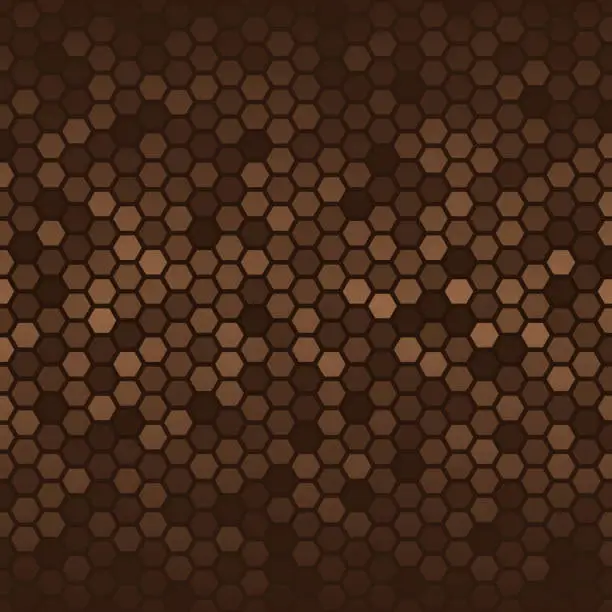 Vector illustration of Abstract geometric background - Hexagonal mosaic with Brown gradient