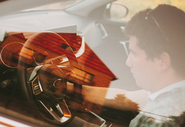 Businessman driving car