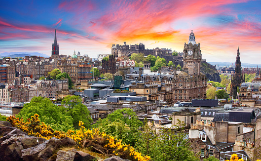 Edinburgh castle, Scotland at sunset