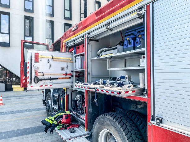 istock Fire Fighters Truck Equipment 1493122601