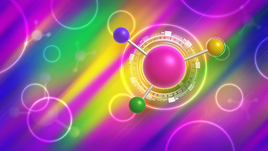 Colored energetic bright abstract background with molecules