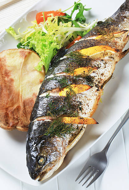 istock Lemon dill trout with baked potato 149312441