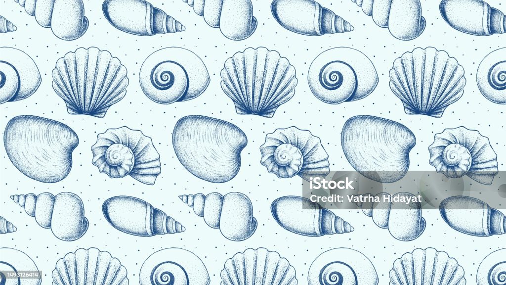Sea Shell Seamless Pattern Stock Illustration - Download Image Now ...