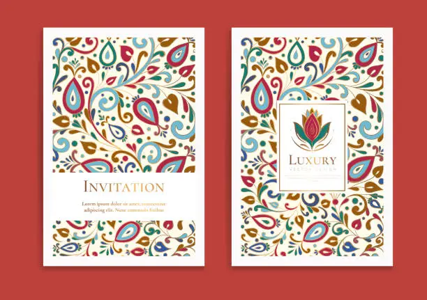 Vector illustration of Luxury invitation card design with vector ornament pattern. Vintage template. Can be used for background and wallpaper. Elegant and classic vector elements great for decoration.