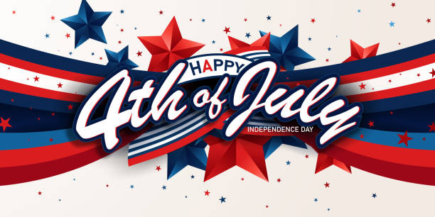 7月4日の背景に米国独立記念日祝賀広告バナーベクターイラスト - アメリカ独立記念日点のイラスト素材／クリップアート素材／マンガ素材／アイコン素材