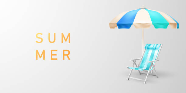 istock Summer background decorated with beach chairs and umbrellas, sea design concept vector illustration 1493133597