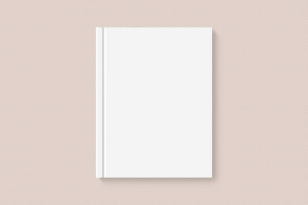 Realistic book blank cover mockup flatlay. Simple blank textbook mock up on clean background top view. White empty book cover to place your design, flat lay concept