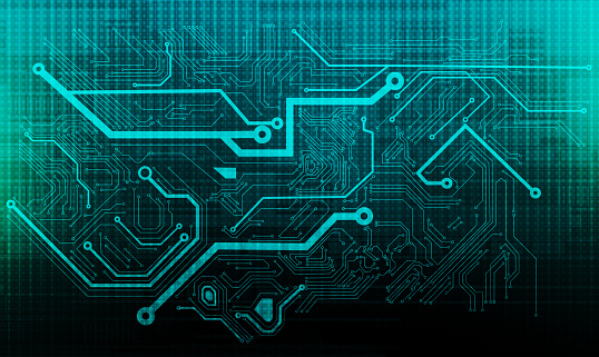 Abstract Blue Computer Technology Background With Circuit Board And ...