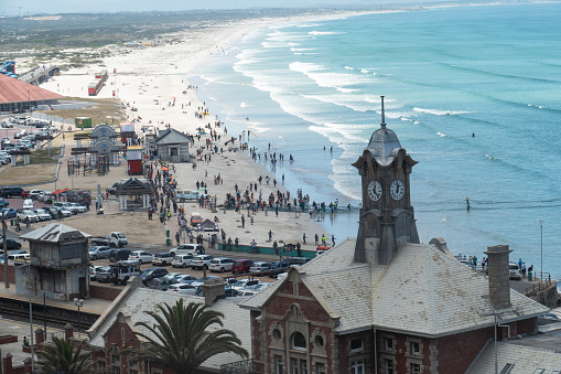 Cape Town 20 January 2023. The historic railway station clock at Muizenberg. Station. The station no longer receives funding, so no maintenance to correct the stopped clock’s time.