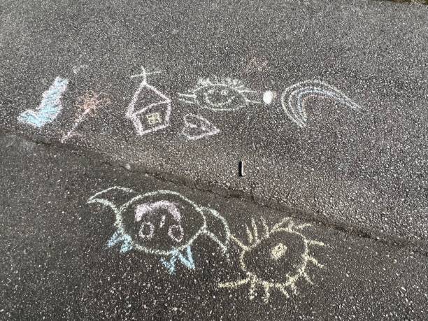 Children Sidewalk Art stock photo