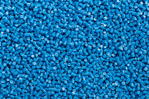 istock Close-up of blue plastic resin (Masterbatch) spread on a tray 1493148743