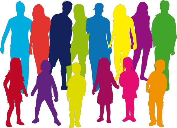 Vector silhouette of family. Vector silhouette of family. silhouette mother child crowd stock illustrations