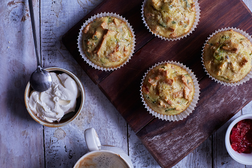 Savory muffins on table