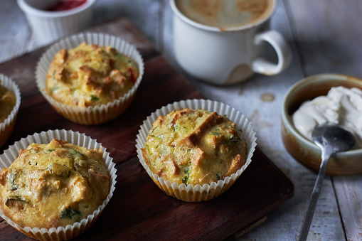 Savory muffins on table