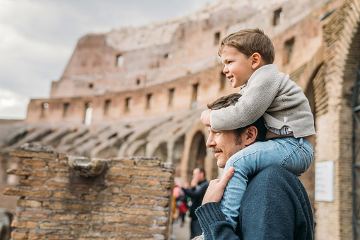 Man with his son visiting Rome