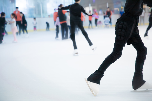 Many people practice skating on the ice rink