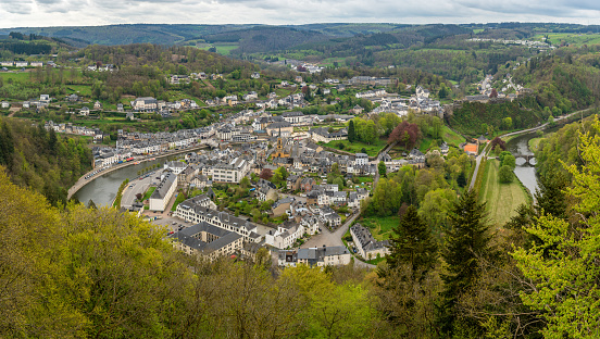 Panoramatic view of the city of Bouillon in belgian Ardennes