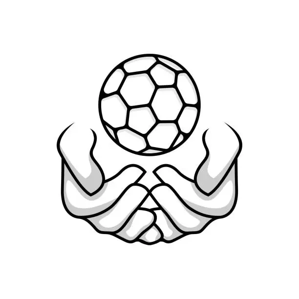 Vector illustration of hand ball logo design vector template