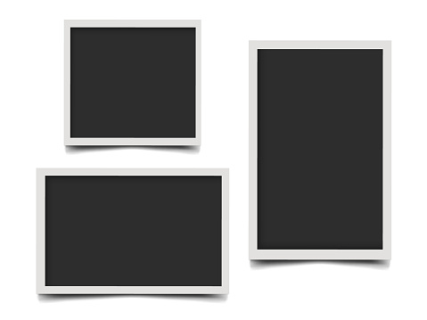 Square, portrait and landscape photo frames. Photo template vector illustration