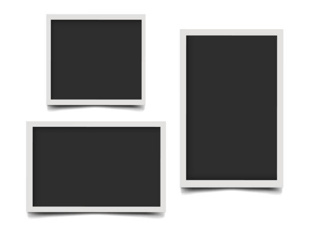 Set of realistic photo frames mockup with shadows Square, portrait and landscape photo frames. Photo template vector illustration modern photography art stock illustrations