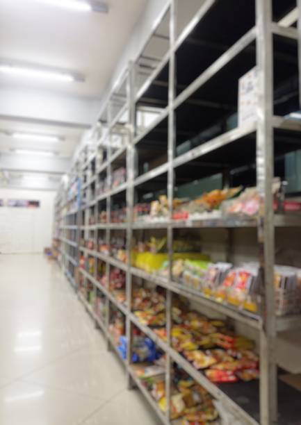 istock Defocused Food and Drink Merchandise on Display in Rack 1493171393