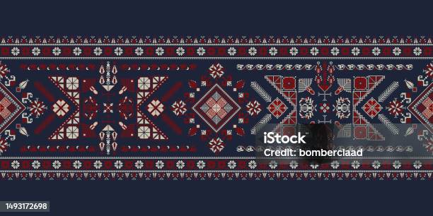 Palestinian Map Pattern Palestinian Border Tatreez Pattern 2 Stock Illustration - Download ...