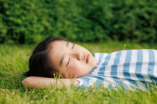 Little Girl Napping on the Grass