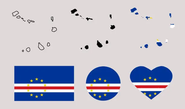 Vector illustration of Republic of Cabo Verde map flag