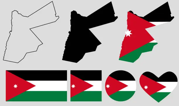 Vector illustration of Hashemite Kingdom of Jordan map flag