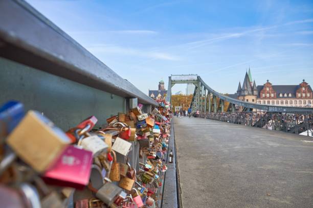 istock the love locks are placed on the bridge over the river 1493182625