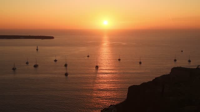 Beautiful sunset at Santorini island, Greece.