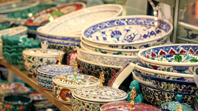 Porcelain Dishes At The Grand Bazaar In Istanbul