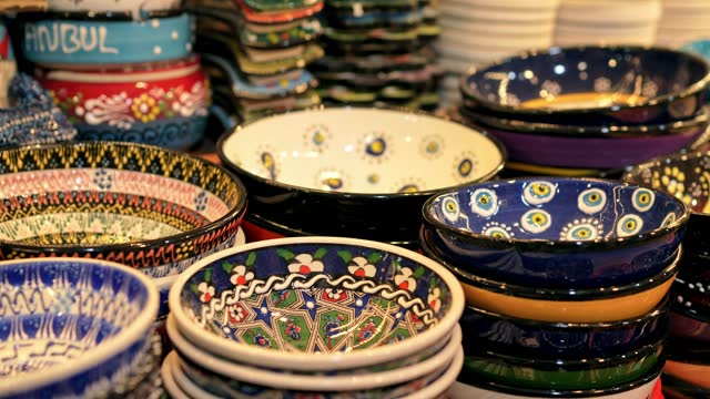 Porcelain Dishes At The Grand Bazaar In Istanbul