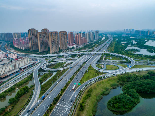 istock Overlook of modern overpass, Shanghai, China 1493210795