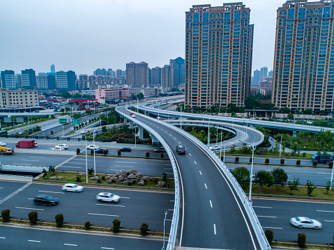 Overlook of modern overpass, Shanghai, China